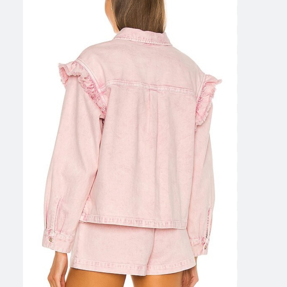 Something Navy Magnolia Shirt Jacket Pink Medium - Picture 5 of 6